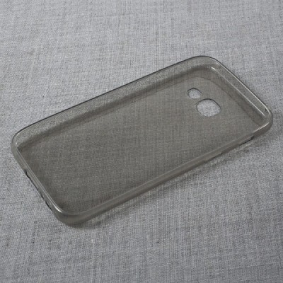 Samsung Galaxy A3 2017 (A320) skaidrus (permatomas) kieto silikono TPU ploniausias pasaulyje pilkas dėklas / Priedai.lt