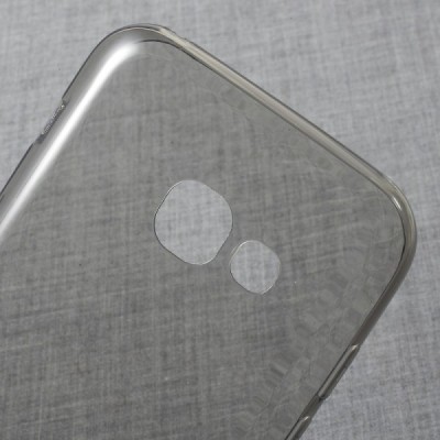 Samsung Galaxy A3 2017 (A320) skaidrus (permatomas) kieto silikono TPU ploniausias pasaulyje pilkas dėklas / Priedai.lt