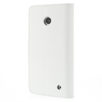 Nokia Lumia 635 atverčiamas baltas odinis dėklas - piniginė / Priedai.lt
