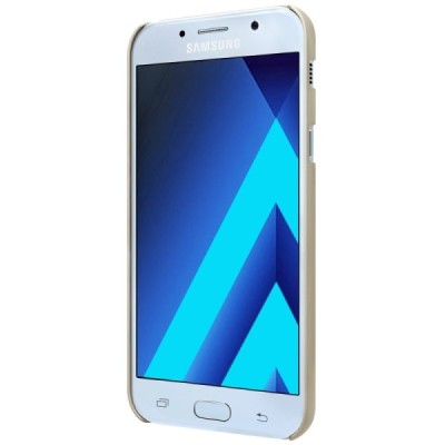Samsung Galaxy A3 2017 (A320) Nillkin Frosted Shield auksinis plastikinis dėklas + apsauginė ekrano plėvelė / Priedai.lt