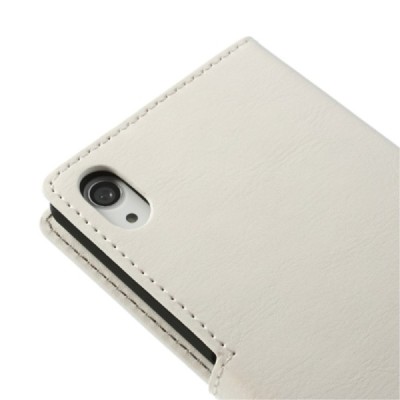 Sony Xperia Z2 D6503 atverčiamas baltas odinis dėklas - piniginė / Priedai.lt