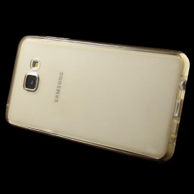 Samsung Galaxy A5 2016 (A510) skaidrus (permatomas) dvigubas kieto silikono TPU ploniausias pasaulyje šviesiai rudas dėklas / Pr