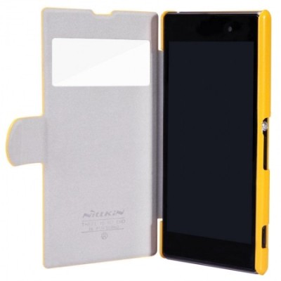 Geltonas „Nillkin“ Fresh atverčiamas Sony Xperia Z1 dėklas  / Priedai.lt