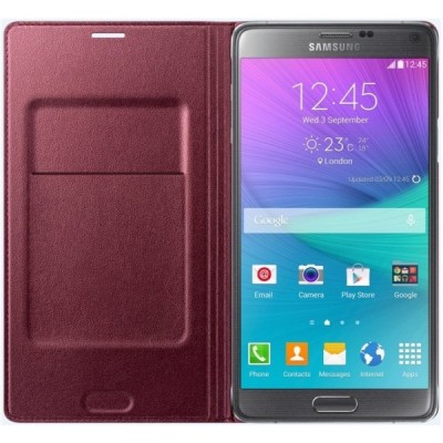Samsung Galaxy Note 4 N910 originalus Flip Wallet atverčiamas bordo odinis dėklas / Priedai.lt