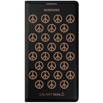 Samsung Galaxy Note 3 (N9005, N9002, N9000) originalus Moschino Flip Wallet atverčiamas juodas odinis dėklas / Priedai.lt