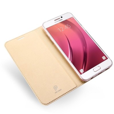 „Dux Ducis“ Skin serijos Samsung Galaxy A3 2017 (A320) auksinis odinis atverčiamas dėklas / Priedai.lt