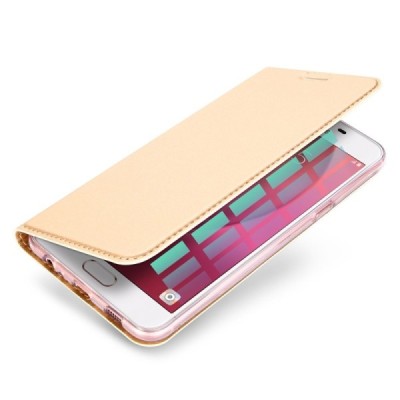 „Dux Ducis“ Skin serijos Samsung Galaxy A3 2017 (A320) auksinis odinis atverčiamas dėklas / Priedai.lt