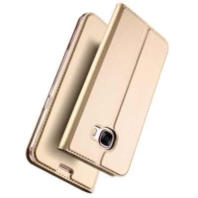 „Dux Ducis“ Skin serijos Samsung Galaxy A3 2017 (A320) auksinis odinis atverčiamas dėklas / Priedai.lt