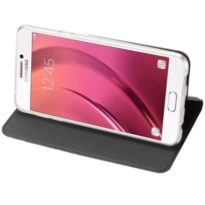 „Dux Ducis“ Skin serijos Samsung Galaxy A5 2017 (A520) juodas odinis atverčiamas dėklas / Priedai.lt