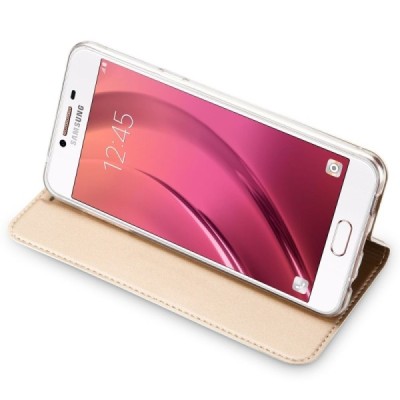 „Dux Ducis“ Skin serijos Samsung Galaxy A5 2017 (A520) auksinis odinis atverčiamas dėklas / Priedai.lt
