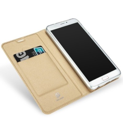„Dux Ducis“ Skin serijos Samsung Galaxy A5 2017 (A520) auksinis odinis atverčiamas dėklas / Priedai.lt