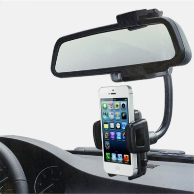 Mirror Mount juodas automobilinis telefono laikiklis / Priedai.lt