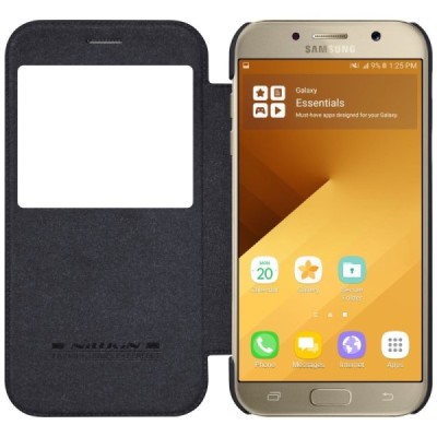 Prabangus „Nillkin“ Qin serijos juodas odinis atverčiamas Samsung Galaxy A3 (2017) A320 dėklas - knygutė / Priedai.lt