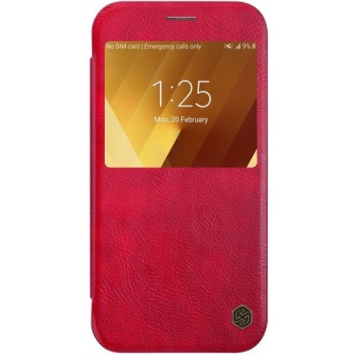 Prabangus „Nillkin“ Qin serijos raudonas odinis atverčiamas Samsung Galaxy A3 (2017) A320 dėklas - knygutė / Priedai.lt