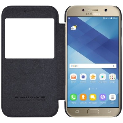 Prabangus „Nillkin“ Qin serijos juodas odinis atverčiamas Samsung Galaxy A5 (2017) A520 dėklas - knygutė / Priedai.lt
