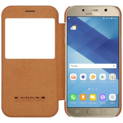 Prabangus „Nillkin“ Qin serijos rudas odinis atverčiamas Samsung Galaxy A5 (2017) A520 dėklas - knygutė / Priedai.lt