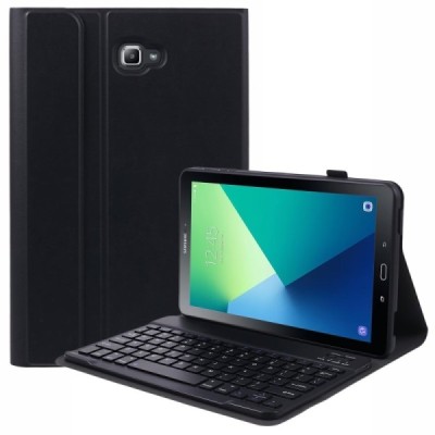Samsung Galaxy Tab A 10.1 2016 (T580, T585) atverčiamas juodas odinis dėklas su bluetooth belaide klaviatūra / Priedai.lt