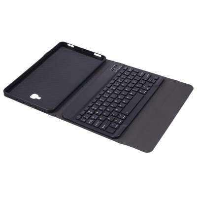 Samsung Galaxy Tab A 10.1 2016 (T580, T585) atverčiamas juodas odinis dėklas su bluetooth belaide klaviatūra / Priedai.lt