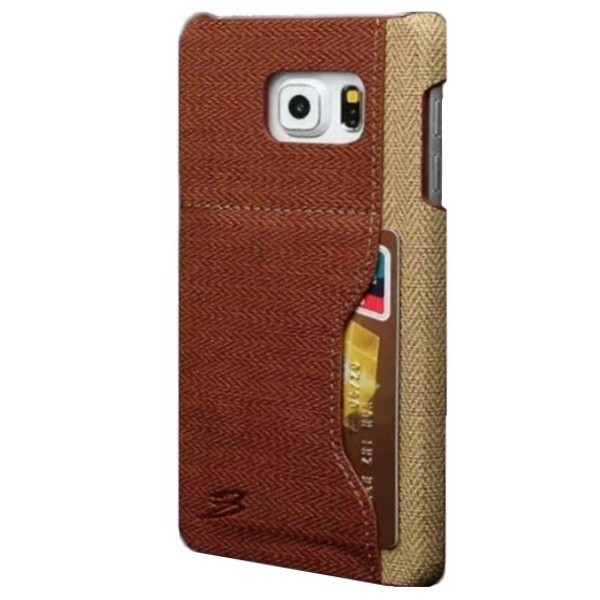„Vintage“ Leather kaaned taskuga - pruun (Galaxy S6)