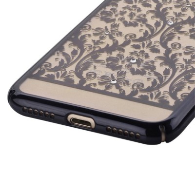 Apple iPhone 7 Plus (iPhone 8 Plus) Plus Devia Crystal Baroque Swarovski plastikinis skaidrus permatomas juodas dėklas su krista
