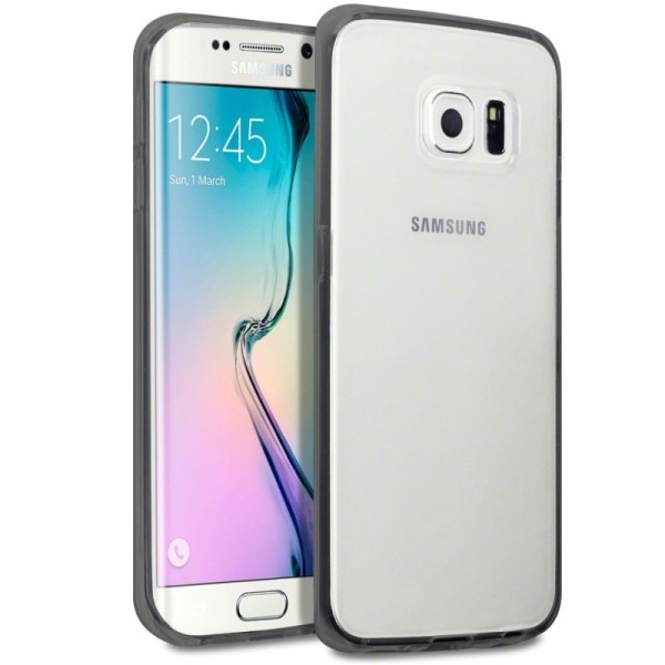 Plastikust kaaned su kõva silikoon rėmu - Läbipaistev/must (Galaxy S6 Edge)