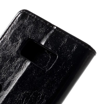 Samsung Galaxy S8 (G950) atverčiamas juodas odinis dėklas - piniginė / Priedai.lt