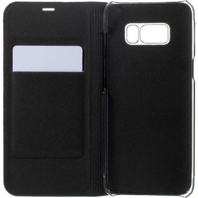 Samsung Galaxy S8+ (G955) juodas odinis atverčiamas Smart Wallet dėklas - piniginė / Priedai.lt