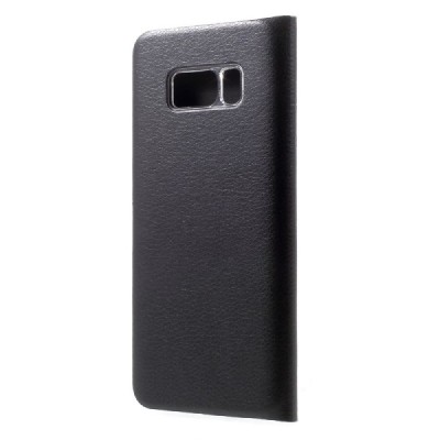 Samsung Galaxy S8+ (G955) juodas odinis atverčiamas Smart Wallet dėklas - piniginė / Priedai.lt