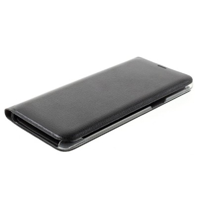 Samsung Galaxy S8+ (G955) juodas odinis atverčiamas Smart Wallet dėklas - piniginė / Priedai.lt