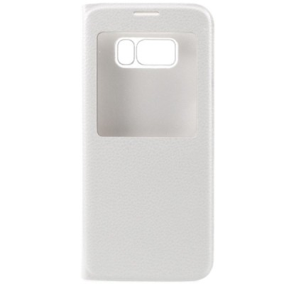 Samsung Galaxy S8+ (G955) baltas odinis atverčiamas dėklas su langeliu / Priedai.lt