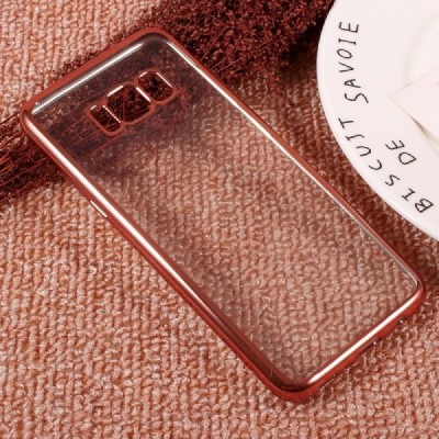 Samsung Galaxy S8+ (G955) Silikoninis skaidrus dėklas, rožinis / Priedai.lt