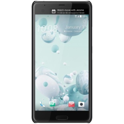 HTC U Ultra (Ocean Note) Nillkin Frosted Shield juodas plastikinis dėklas + apsauginė ekrano plėvelė / Priedai.lt
