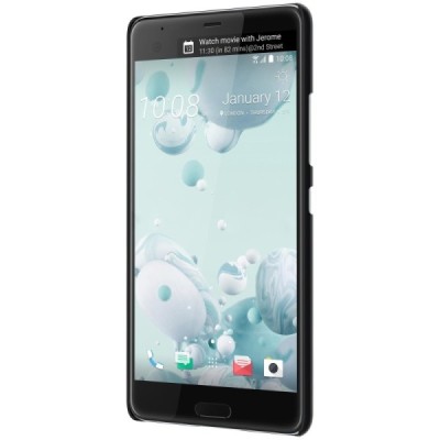 HTC U Ultra (Ocean Note) Nillkin Frosted Shield juodas plastikinis dėklas + apsauginė ekrano plėvelė / Priedai.lt