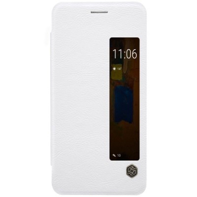 Prabangus „Nillkin“ Qin serijos baltas odinis atverčiamas Huawei Mate 9 Pro dėklas - knygutė / Priedai.lt