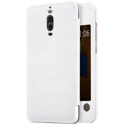 Prabangus „Nillkin“ Qin serijos baltas odinis atverčiamas Huawei Mate 9 Pro dėklas - knygutė / Priedai.lt