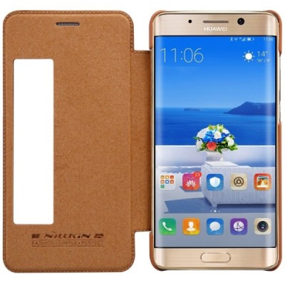 Prabangus „Nillkin“ Qin serijos rudas odinis atverčiamas Huawei Mate 9 Pro dėklas - knygutė / Priedai.lt
