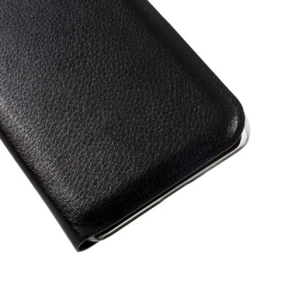 Huawei P9 Lite 2017 (Huawei P8 Lite 2017) juodas odinis atverčiamas Smart Wallet dėklas - piniginė / Priedai.lt