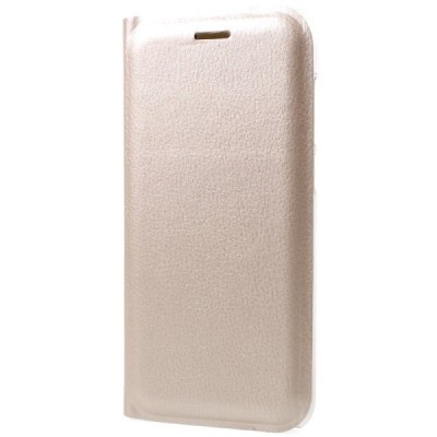 Huawei P9 Lite 2017 (Huawei P8 Lite 2017) auksinis odinis atverčiamas Smart Wallet dėklas - piniginė / Priedai.lt