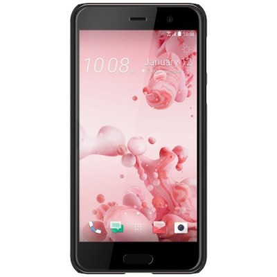 HTC U Play (Alpine) Nillkin Frosted Shield juodas plastikinis dėklas + apsauginė ekrano plėvelė / Priedai.lt