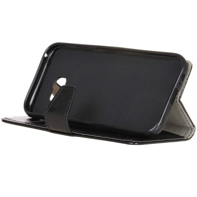 Samsung Galaxy Xcover 4 / 4S (G390, G398) atverčiamas juodas odinis dėklas - piniginė / Priedai.lt