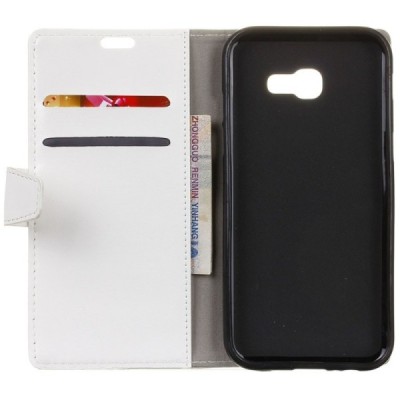 Samsung Galaxy Xcover 4 / 4S (G390, G398) atverčiamas baltas odinis dėklas - piniginė / Priedai.lt