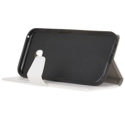Samsung Galaxy Xcover 4 / 4S (G390, G398) atverčiamas baltas odinis dėklas - piniginė / Priedai.lt