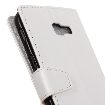 Samsung Galaxy Xcover 4 / 4S (G390, G398) atverčiamas baltas odinis dėklas - piniginė / Priedai.lt