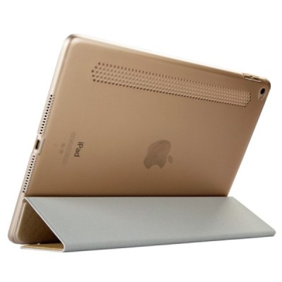 Apple iPad Air 2 plonas atverčiamas smėlio spalvos odinis dėklas / Priedai.lt