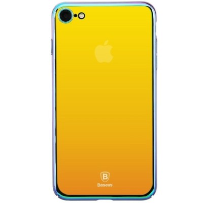 Apple iPhone 7 (iPhone 8) Baseus Mirror Glass plastikinis veidrodinis permatomas auksinis dėklas / Priedai.lt