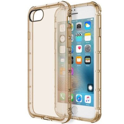 Apple iPhone 7 (iPhone 8) Rock Fence kieto silikono TPU skaidrus permatomas auksinis dėklas / Priedai.lt