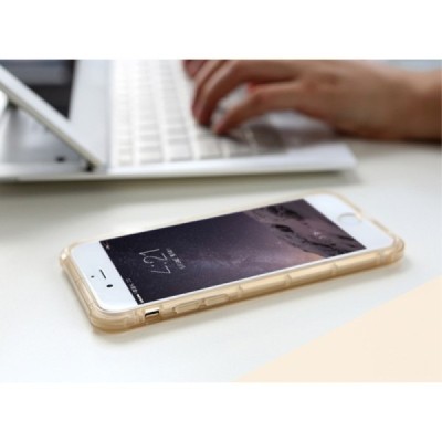Apple iPhone 7 (iPhone 8) Rock Fence kieto silikono TPU skaidrus permatomas auksinis dėklas / Priedai.lt