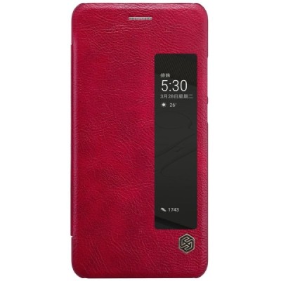 Prabangus „Nillkin“ Qin serijos raudonas odinis atverčiamas Huawei P10 Plus dėklas - knygutė / Priedai.lt