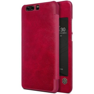 Prabangus „Nillkin“ Qin serijos raudonas odinis atverčiamas Huawei P10 Plus dėklas - knygutė / Priedai.lt