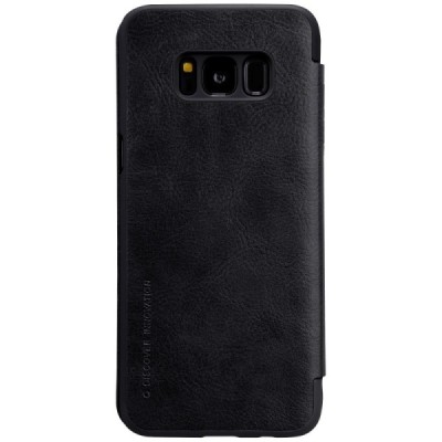 Prabangus „Nillkin“ Qin serijos juodas odinis atverčiamas Samsung Galaxy S8 (G950) dėklas / Priedai.lt